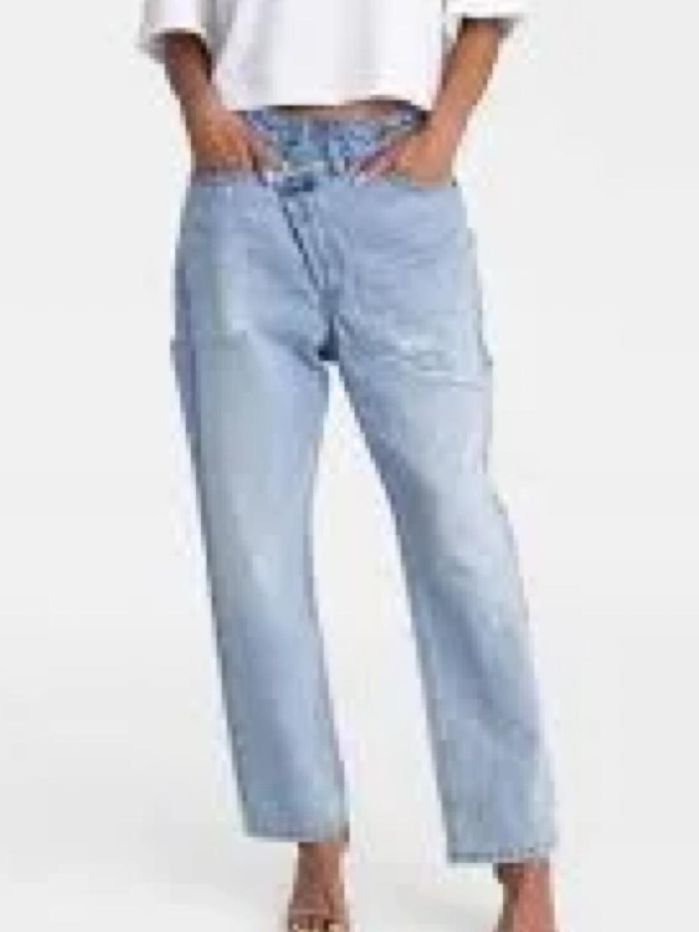 KBB Cross button Light Blue Straight Leg Jeans - Classic Relaxed Fit